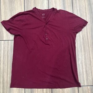Armani Exchange T-shirt Mens Large Button V Neck